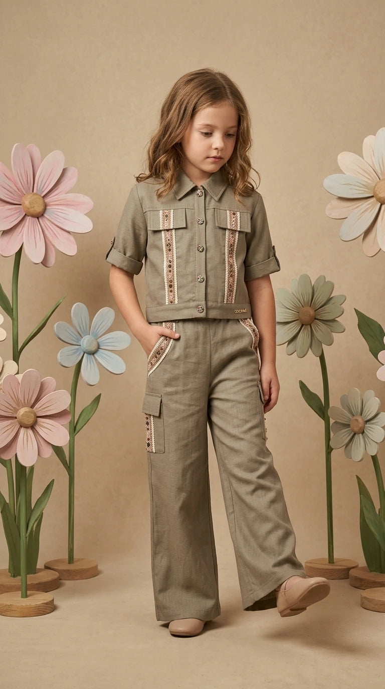 ETHNIA Olive Charm Co-ord Set