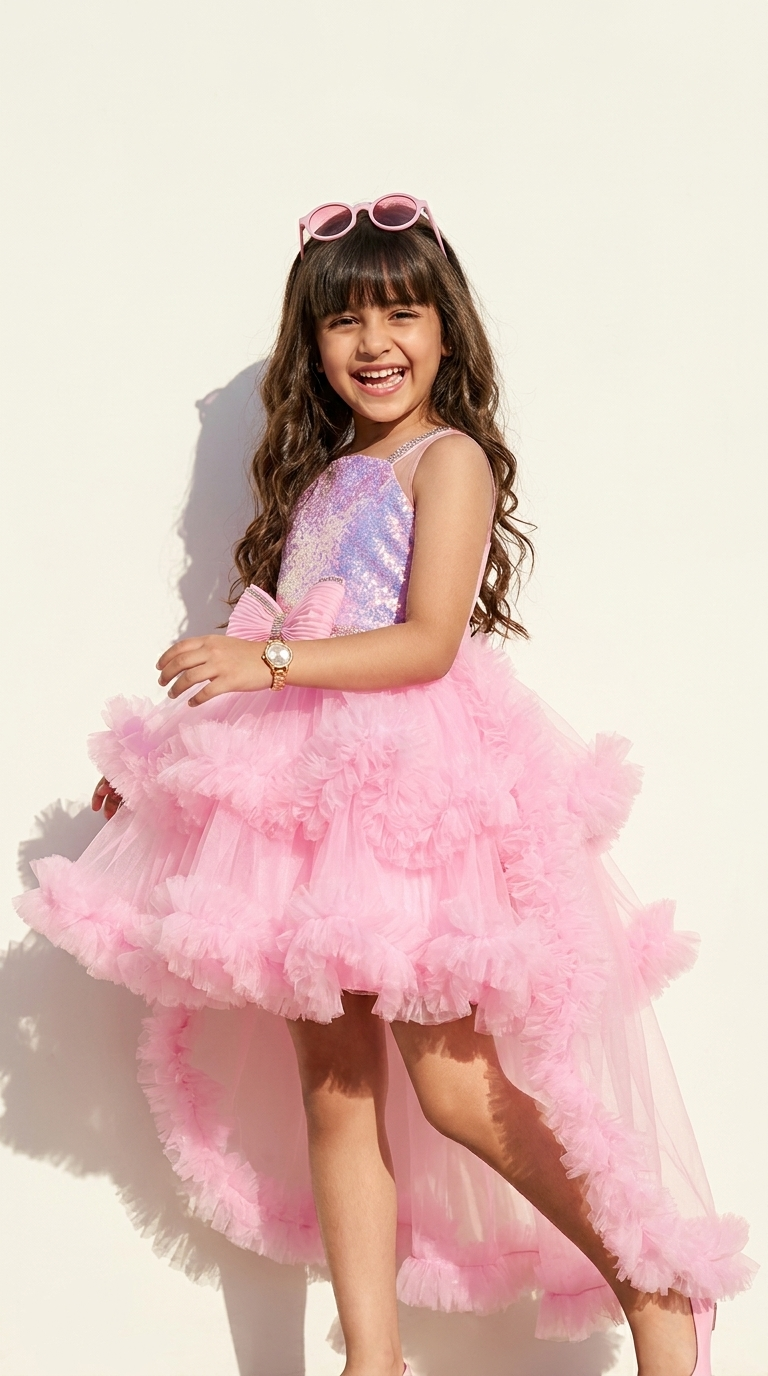 Blush Fairy Sparkle High-Low Party Dress