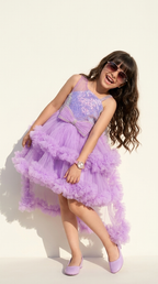 Lavender Dream Sparkle High-Low Party Dress