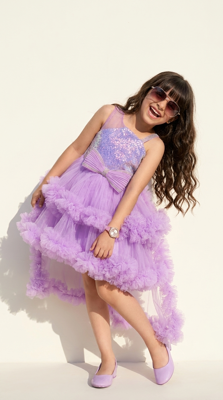 Lavender Dream Sparkle High-Low Party Dress