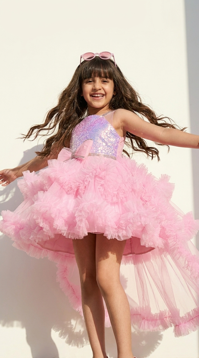 Blush Fairy Sparkle High-Low Party Dress