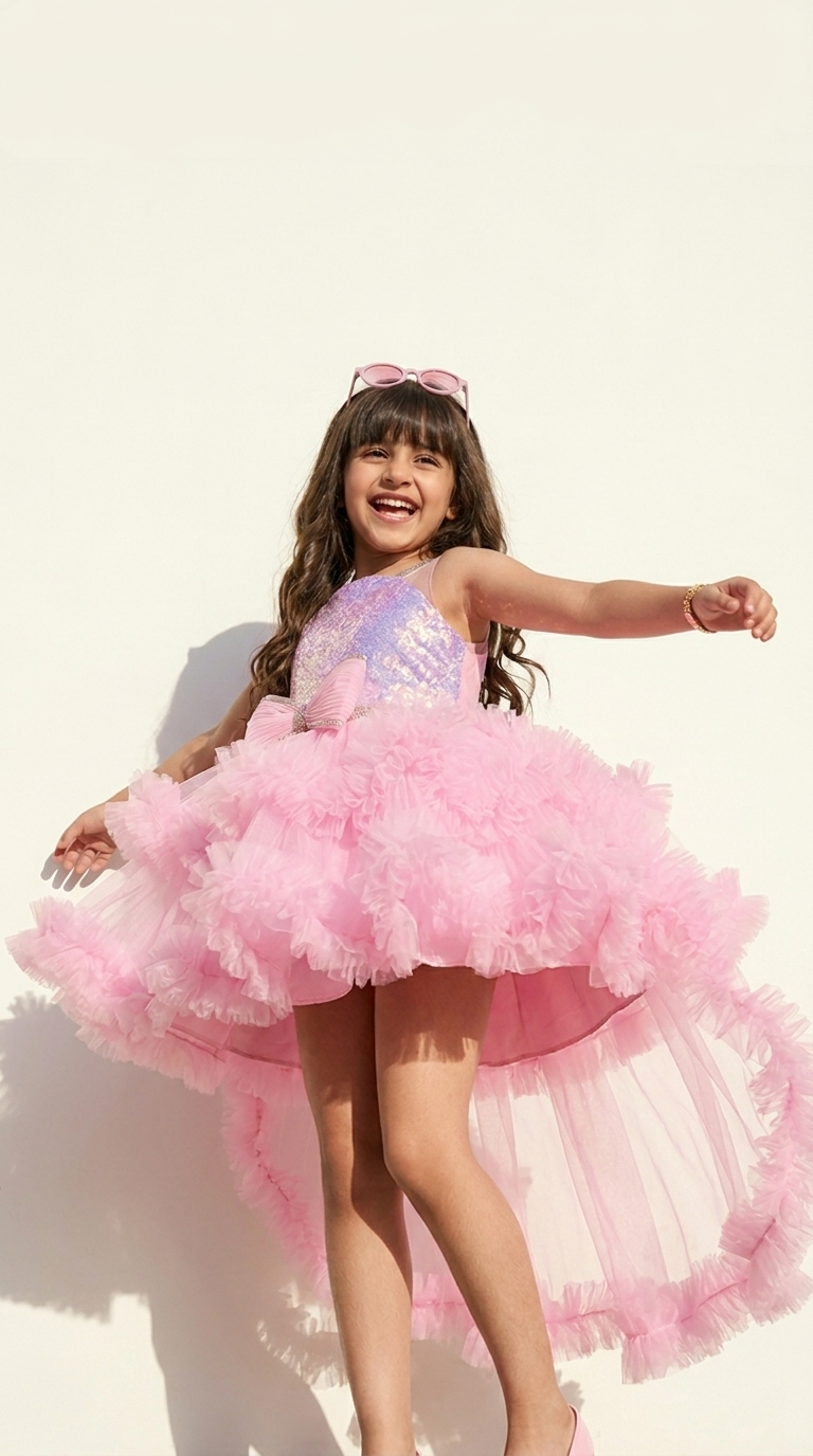 Blush Fairy Sparkle High-Low Party Dress
