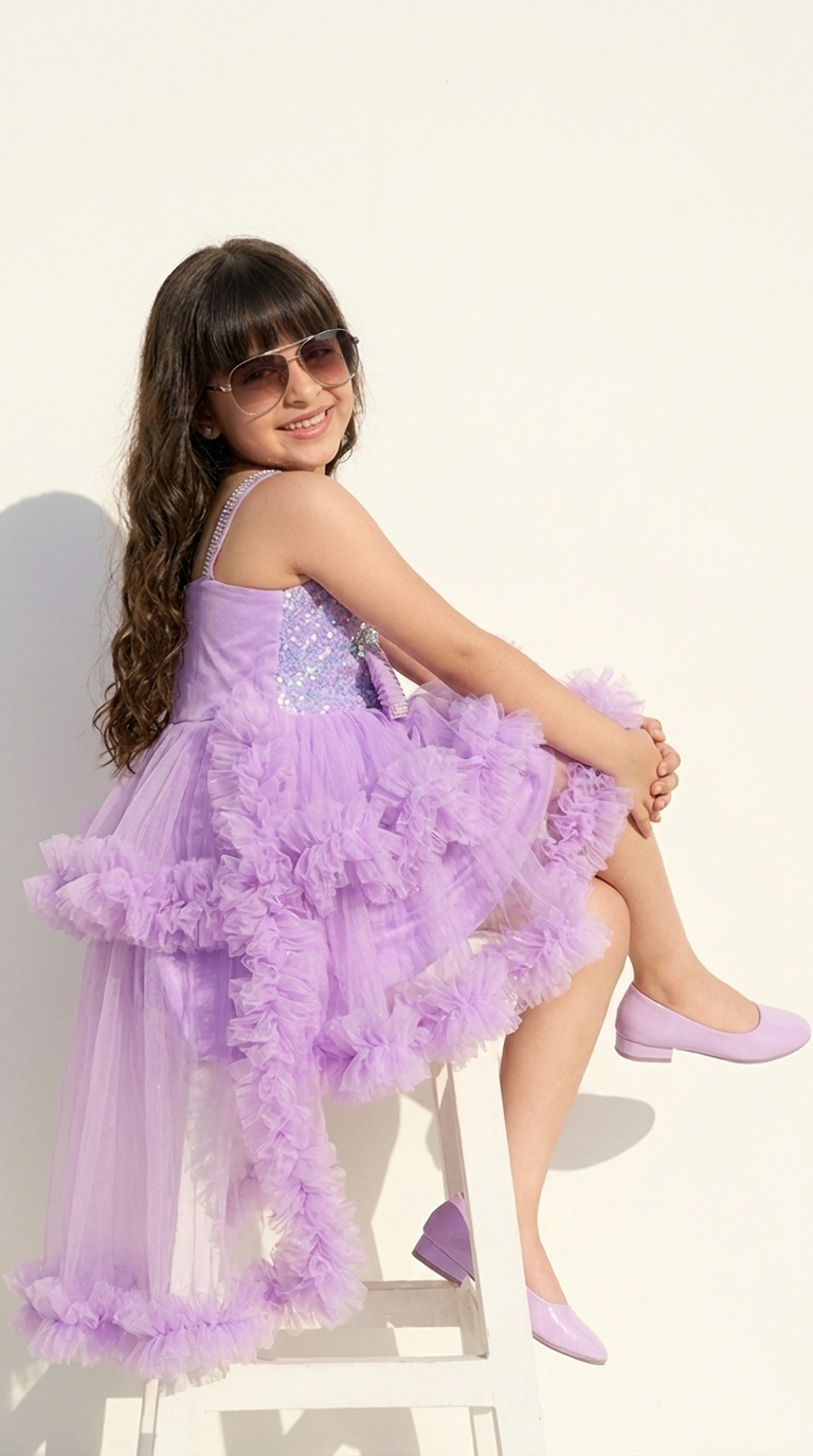 Lavender Dream Sparkle High-Low Party Dress