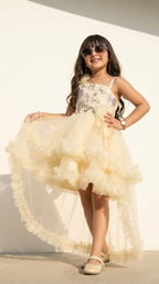 Ivory Blossom Princess High-Low Party Dress
