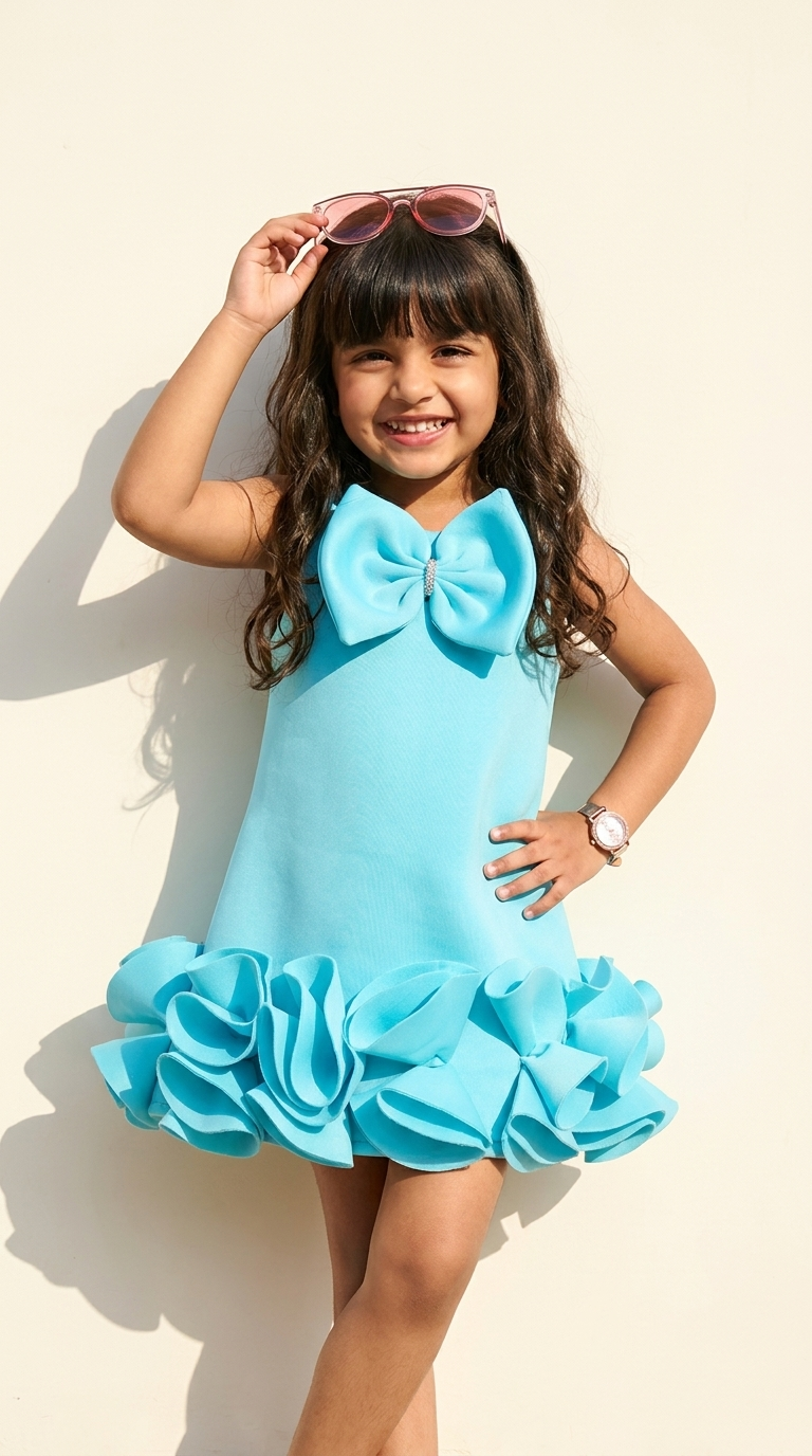 Aqua Bloom Couture Party Dress