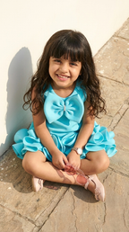 Aqua Bloom Couture Party Dress