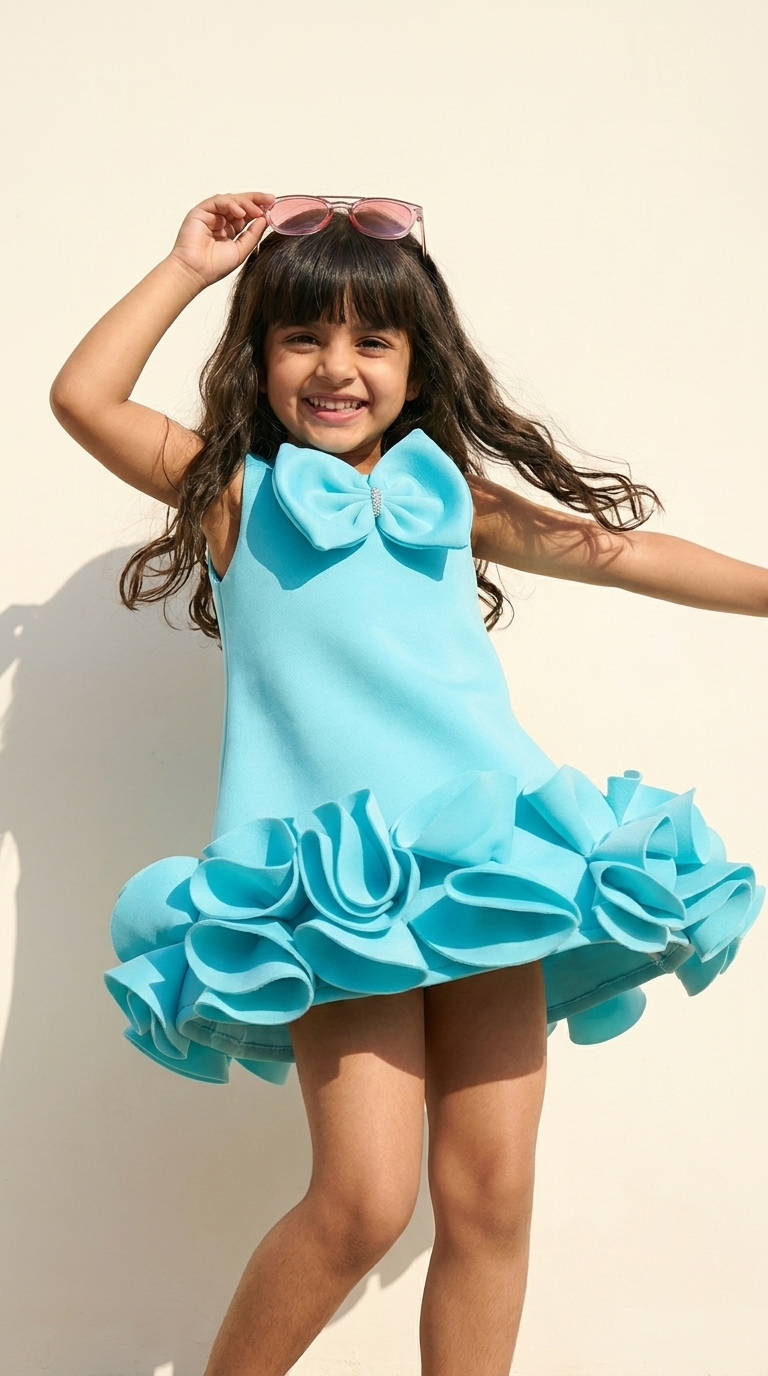 Aqua Bloom Couture Party Dress