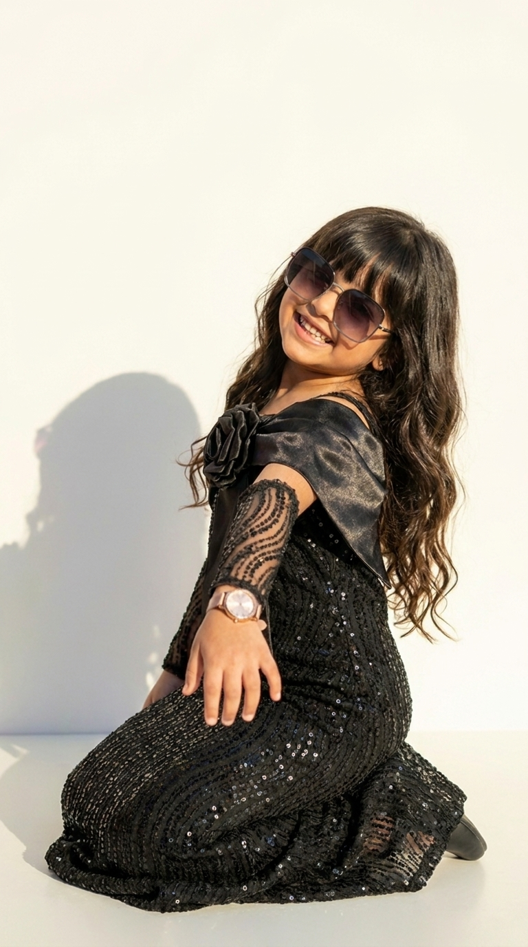 Black Rose Sequin Party Dress