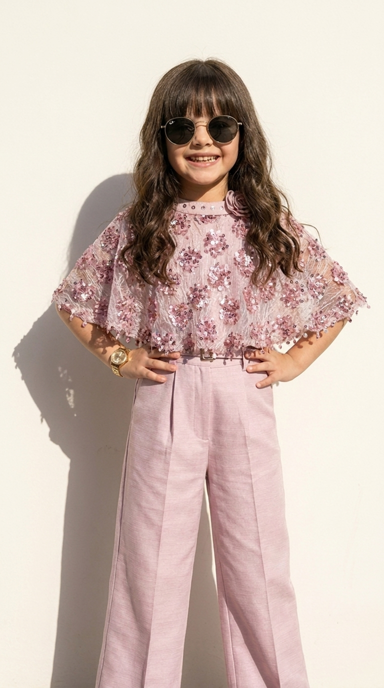 Blush Bloom Embellished Cape Jumpsuit