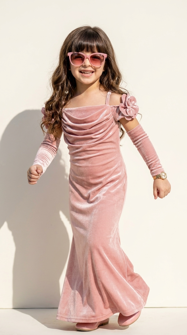 Blush Velvet Princess Party Gown