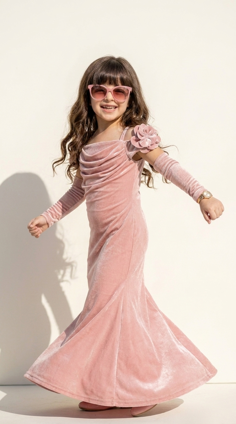 Blush Velvet Princess Party Gown