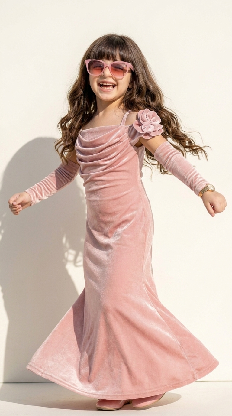 Blush Velvet Princess Party Gown