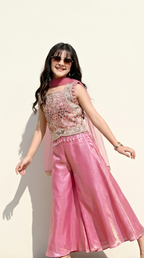 Blush Pink Embroidered Palazzo Set