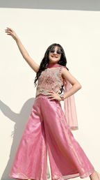 Blush Pink Embroidered Palazzo Set