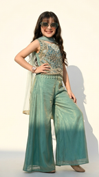 Aqua Green Embroidered Palazzo Set