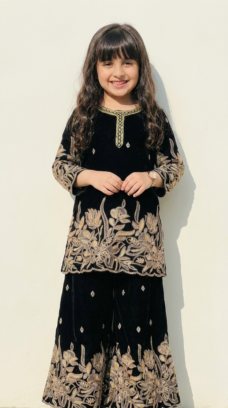 Midnight Noir Embroidered Salwar Suit Set