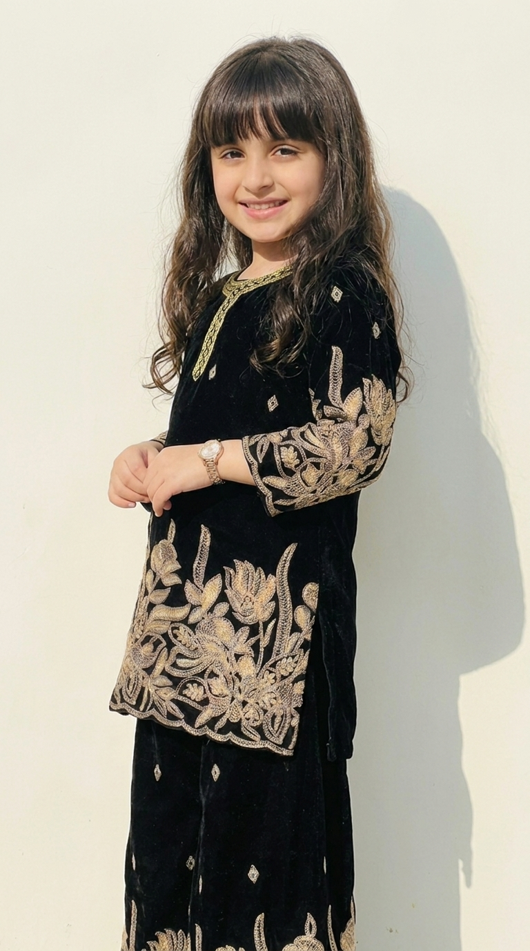 Midnight Noir Embroidered Salwar Suit Set