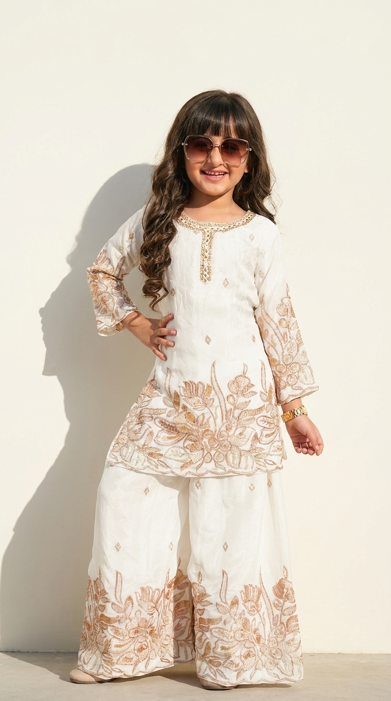 Ivory Bloom Embroidered Salwar Suit Set
