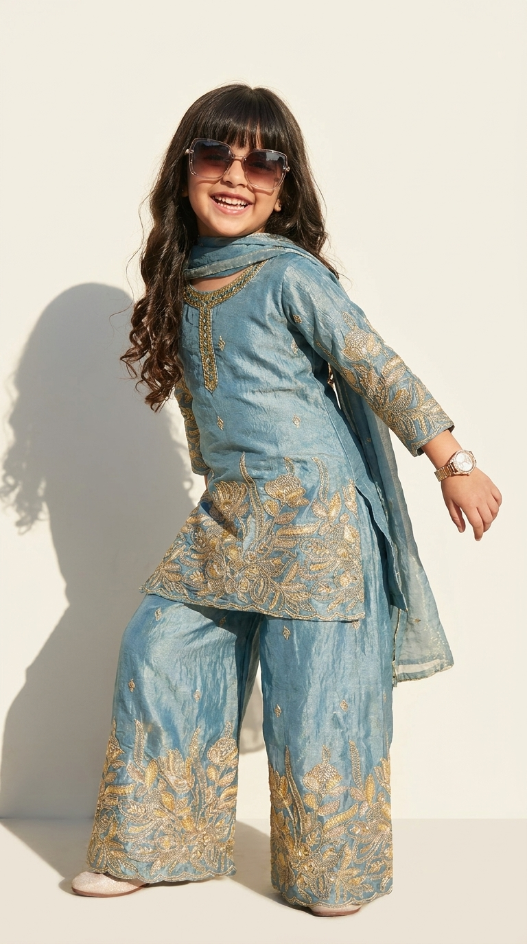 Blue Royale Embroidered Salwar Suit Set