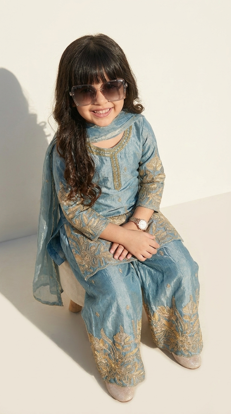 Blue Royale Embroidered Salwar Suit Set