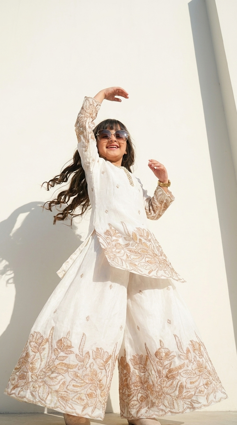 Ivory Bloom Embroidered Salwar Suit Set