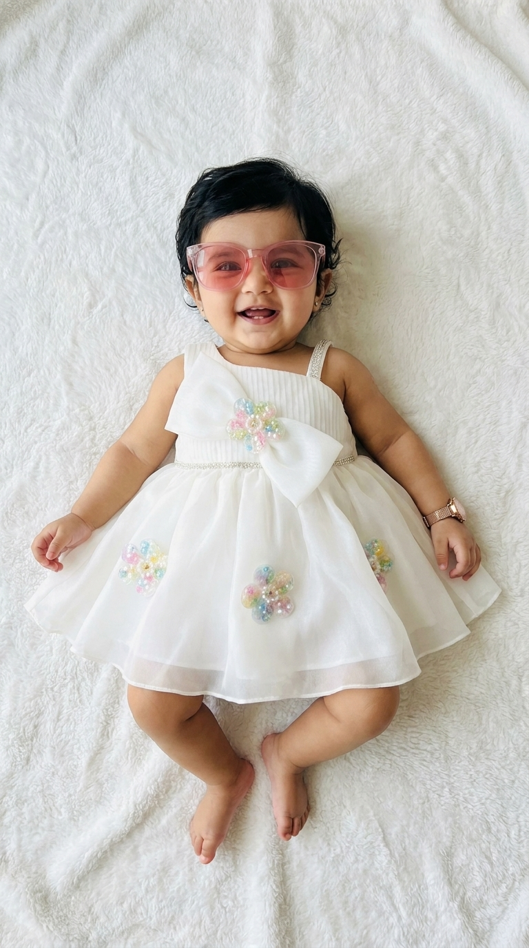 Ivory Pastel Floral Baby Party Dress