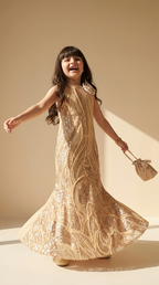 Golden Aura Sequin Gown