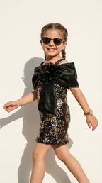 Noir Bloom Sequin Party Dress