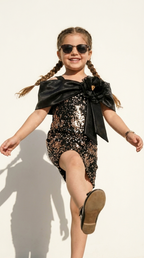 Noir Blossom Sequin Dress