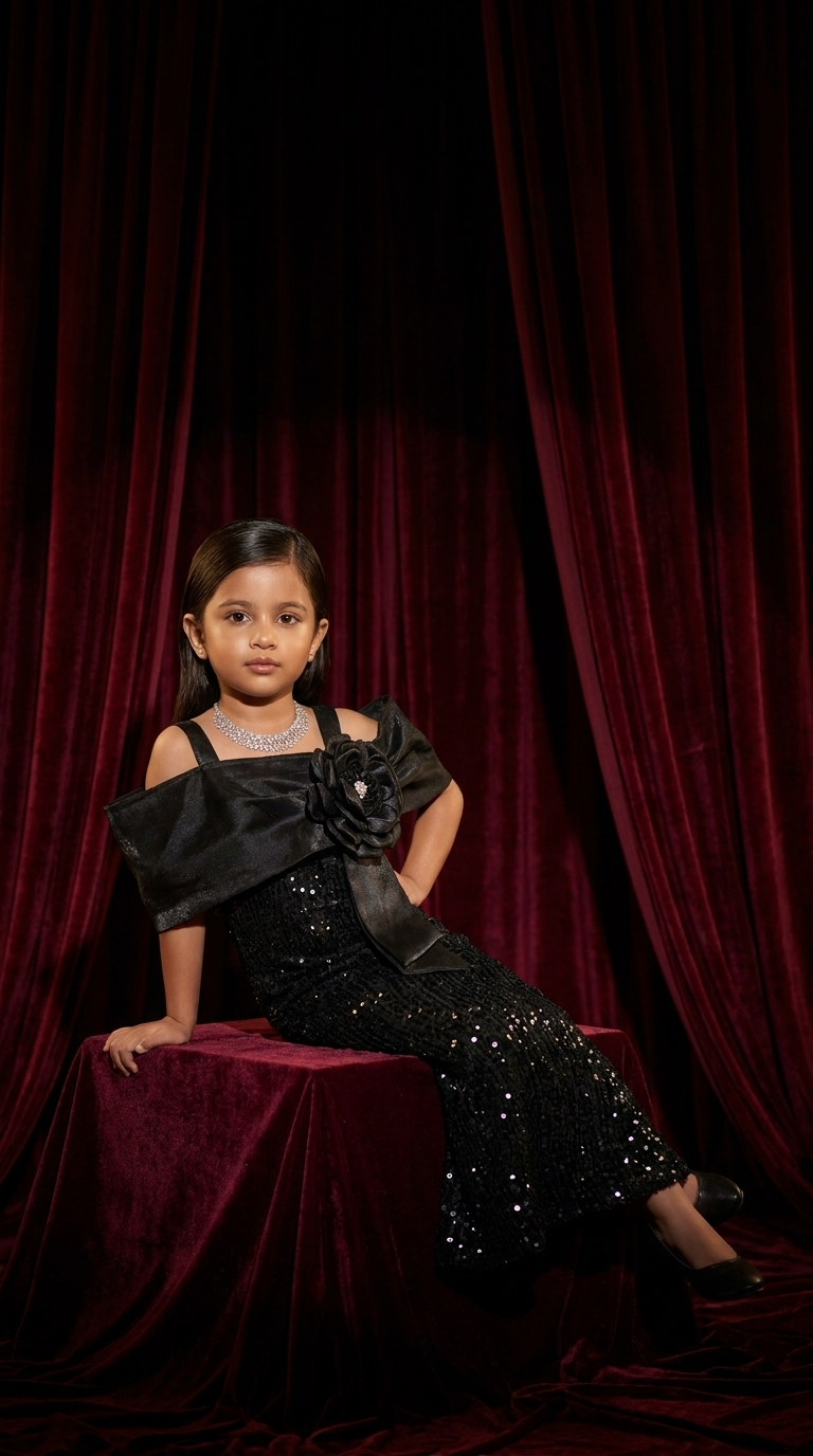 Midnight Noir Bloom Sequin Gown