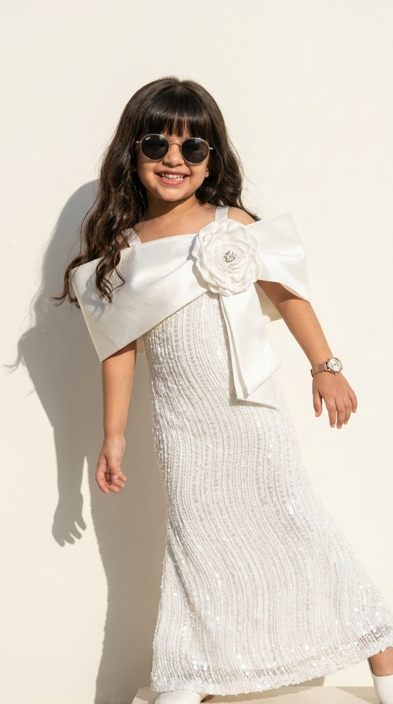 Ivory Éclat Bloom Sequin Gown