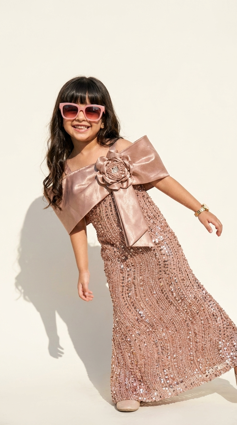 Rosé Lumière Bloom Sequin Gown
