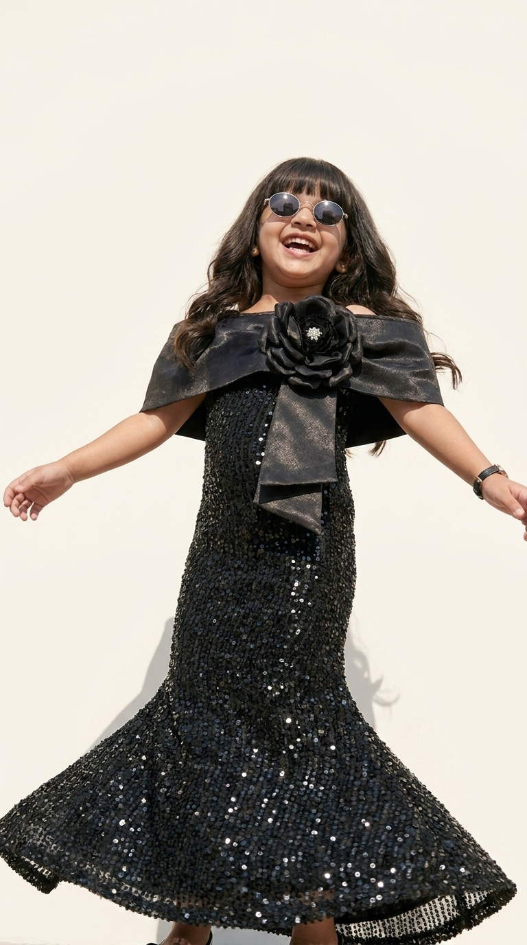 Midnight Noir Bloom Sequin Gown