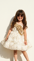 Golden Rose Garden Embellished Party Dress