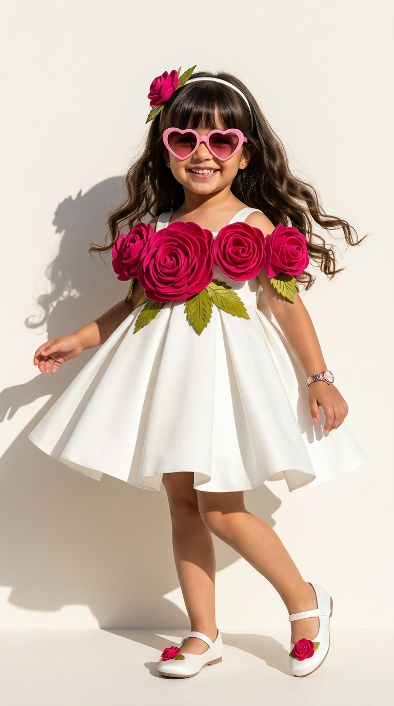Ivory Bloom Rose Party Dress