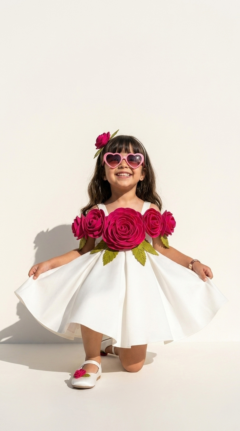 Ivory Bloom Rose Party Dress