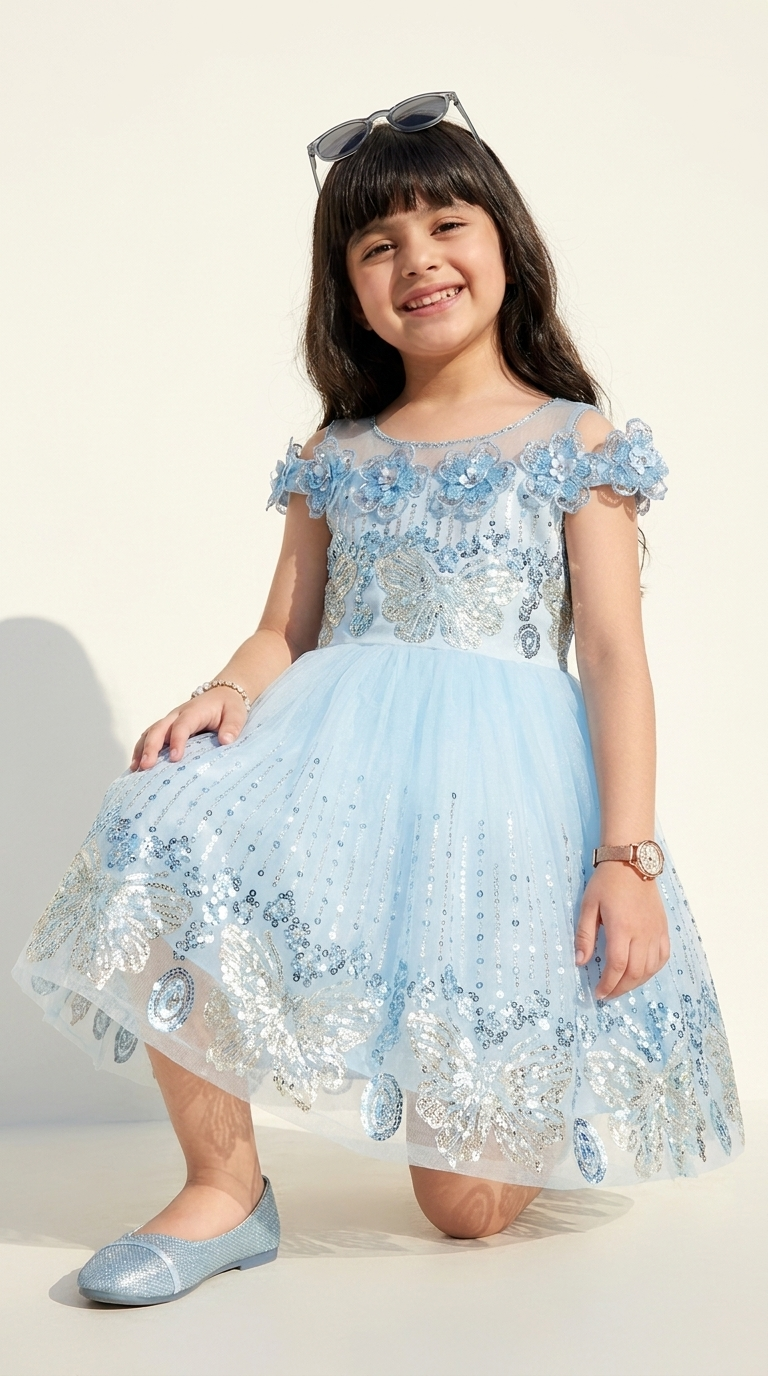 Sky Blossom Princess Party Gown