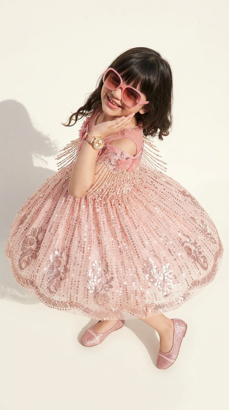 Blush Sparkle Tassel Party Gown