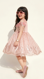 Blush Sparkle Tassel Party Gown