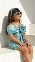 Aqua Bloom Sequin Party Dress