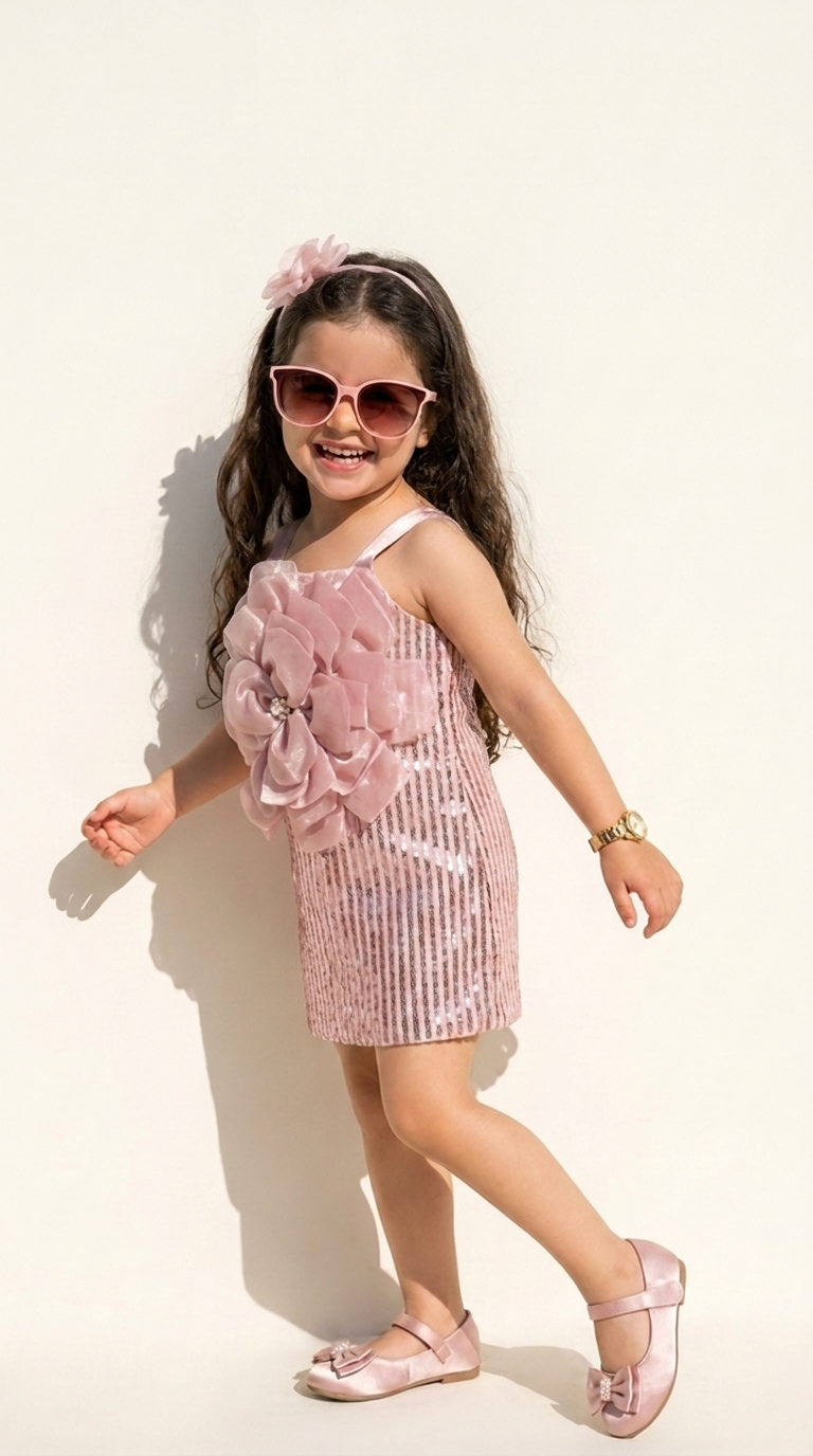 Blush Blossom Sequin Party Dress