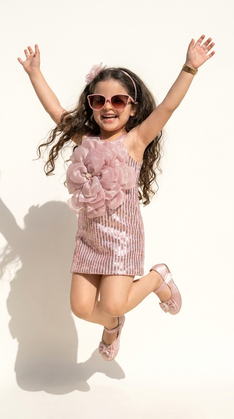 Blush Blossom Sequin Party Dress