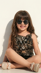 Midnight Gold Sequin Party Dress