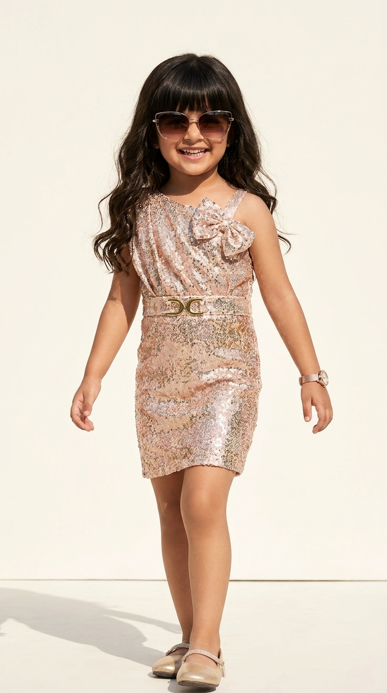 Blush Champagne One-Shoulder Sequin Party Dress