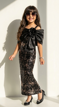 Midnight Rose Sequin Bow Gown