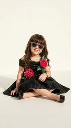 Black Floral High-Low Party Dress