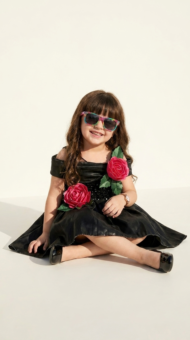 Black Floral High-Low Party Dress