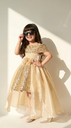 Golden Radiance Sequin High-Low Party Dress