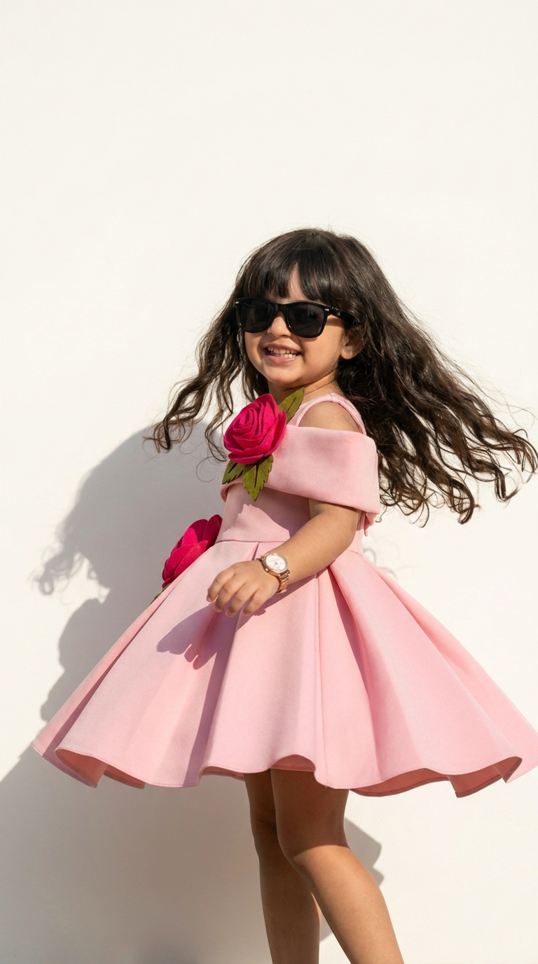 Blush Pink Floral Appliqué Party Dress