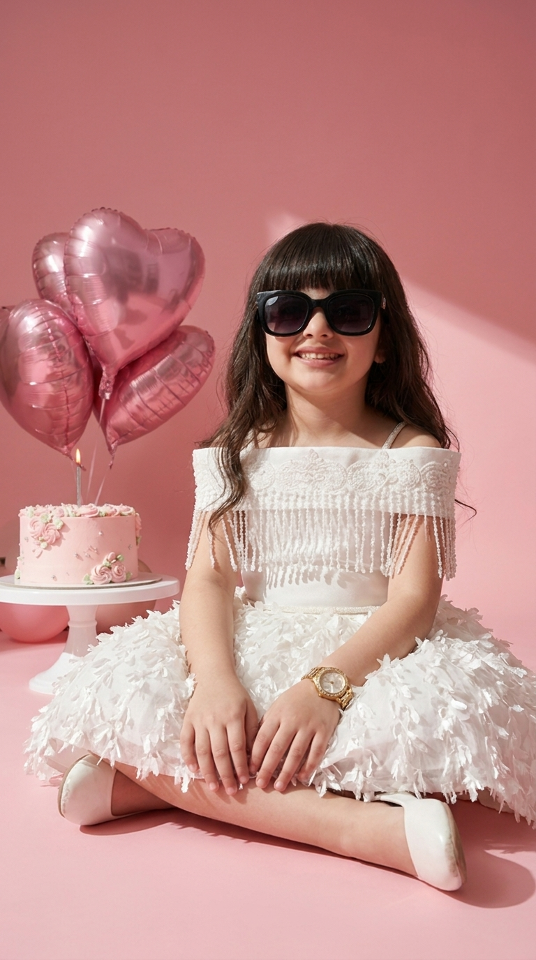 Ivory Petal Fringe Princess Dress